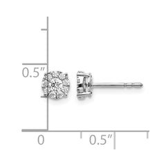14k White Gold Diamond Cluster Post Earrings - 10