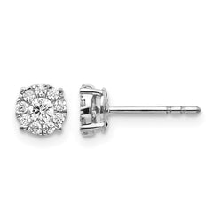 14k White Gold Diamond Cluster Post Earrings - 10