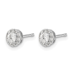 14k White Gold Diamond Cluster Post Earrings - 11