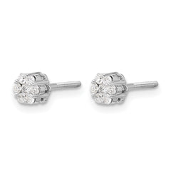 14k White Gold Diamond Cluster Screwback Post Earrings