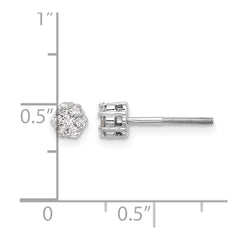 14k White Gold Diamond Cluster Screwback Post Earrings