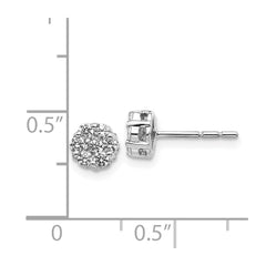 14k White Gold Diamond Cluster Push Back Earrings