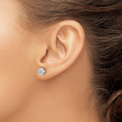 14k White Gold Diamond Cluster Screwback Earrings - 4