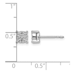 14k White Gold Diamond Cluster Post Earrings - 12