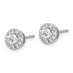 14k White Gold Diamond Cluster Post Earrings - 2