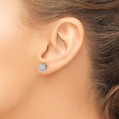 14k White Gold Diamond Cluster Post Earrings - 2