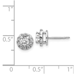 14k White Gold Diamond Cluster Post Earrings - 2