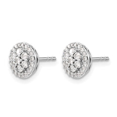 14k White Gold Diamond Cluster Post Earrings - 7