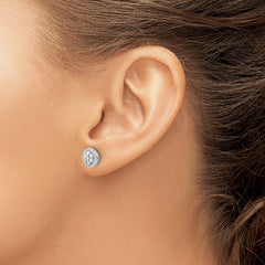 14k White Gold Diamond Cluster Post Earrings - 7
