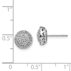 14k White Gold Diamond Cluster Post Earrings - 7