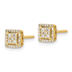 14k Diamond Square Screw Back Post Earrings