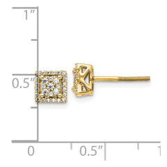 14k Diamond Square Screw Back Post Earrings