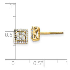 14k Diamond Square Screw Back Post Earrings - 2
