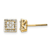 14k Diamond Square Screw Back Post Earrings - 2