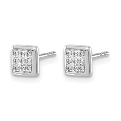 14k White Gold Diamond Post Earrings - 6