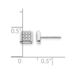 14k White Gold Diamond Post Earrings - 6