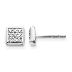 14k White Gold Diamond Post Earrings - 6