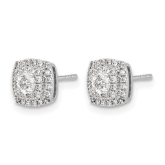 14k White Gold Diamond Halo Post Earrings