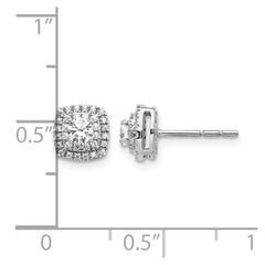 14k White Gold Diamond Halo Post Earrings