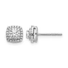 14k White Gold Diamond Halo Post Earrings