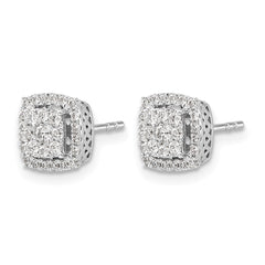 14k White Gold Diamond Post Earrings - 7