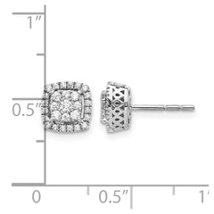 14k White Gold Diamond Post Earrings - 7
