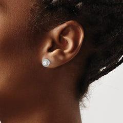 14k White Gold Diamond Cluster Post Earrings - 13