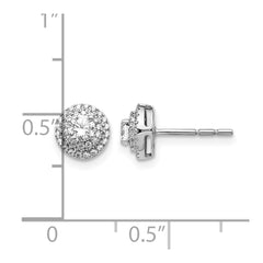 14k White Gold Diamond Cluster Post Earrings - 13