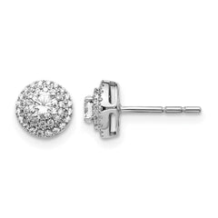 14k White Gold Diamond Cluster Post Earrings - 13
