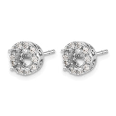 14k White Gold Diamond Semi-mount Stud Earrings - 2