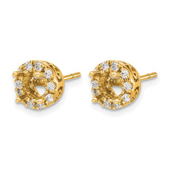 14k Diamond Semi-mount Stud Earrings - 4