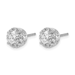 14k White Gold Diamond Semi-mount Stud Earrings - 3