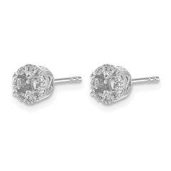 14k White Gold Diamond Semi-mount Stud Earrings - 4