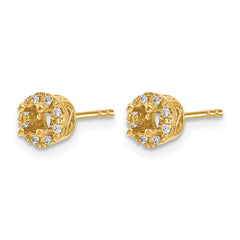 14k Diamond Semi-mount Stud Earrings - 3