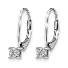 14k White Gold Diamond Cluster Leverback Earrings - 7