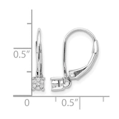 14k White Gold Diamond Cluster Leverback Earrings - 7