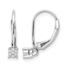 14k White Gold Diamond Cluster Leverback Earrings - 7
