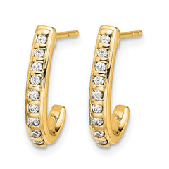 14k Diamond J-Hoop Post Earrings - 2