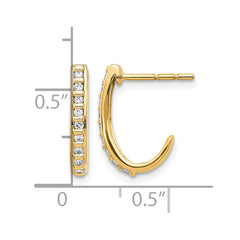 14k Diamond J-Hoop Post Earrings - 2
