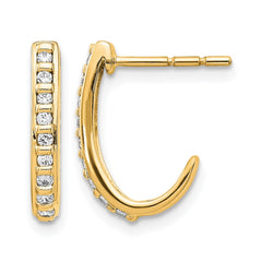14k Diamond J-Hoop Post Earrings - 2