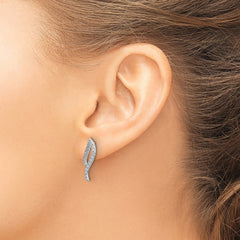 14k White Gold Diamond Wave Post Earrings