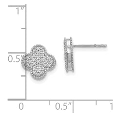 14k White Gold Diamond Quatrefoil Post Earrings