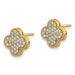 14k Diamond Quatrefoil Post Earrings
