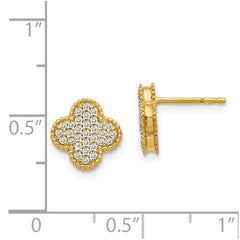 14k Diamond Quatrefoil Post Earrings