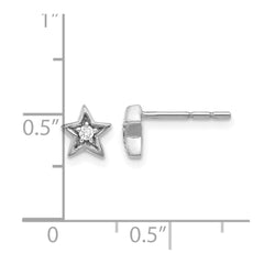 14k White Gold Diamond Star Post Earrings - 2