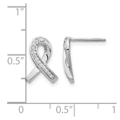 14k White Gold Diamond Awareness Ribbon Earrings