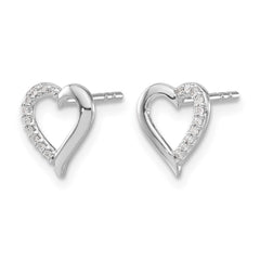 14k White Gold Diamond Heart Earrings - 5