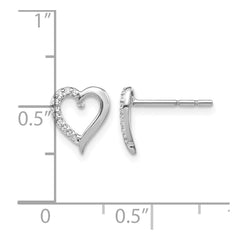 14k White Gold Diamond Heart Earrings - 5