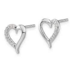 14k White Gold Diamond Heart Earrings - 2