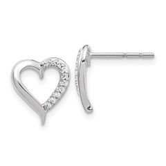 14k White Gold Diamond Heart Earrings - 2